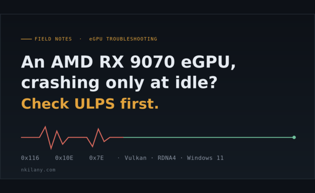 An AMD RX 9070 eGPU crashing only at idle? Check ULPS first