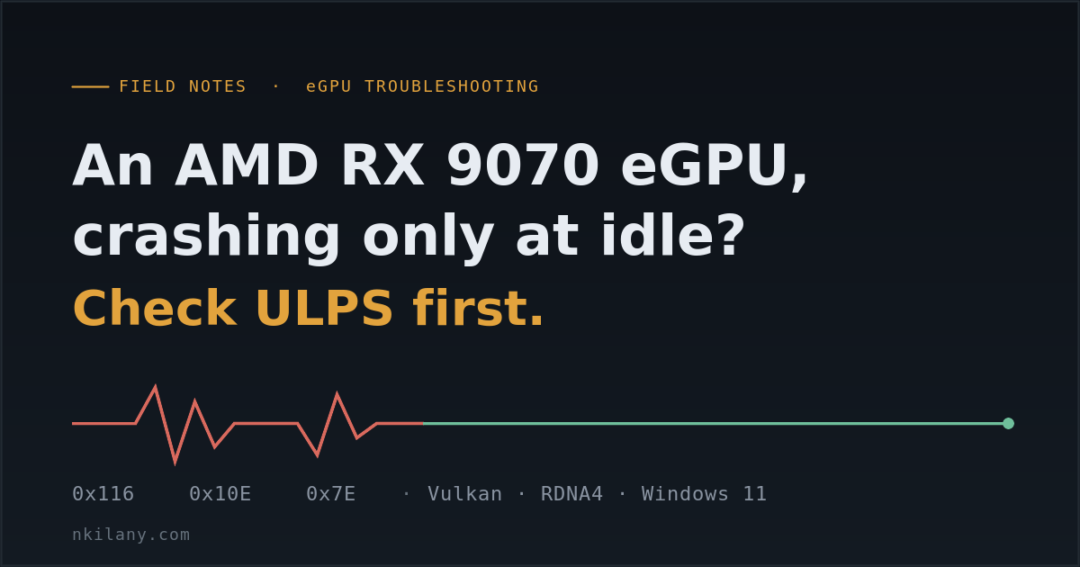 An AMD RX 9070 eGPU crashing only at idle? Check ULPS first